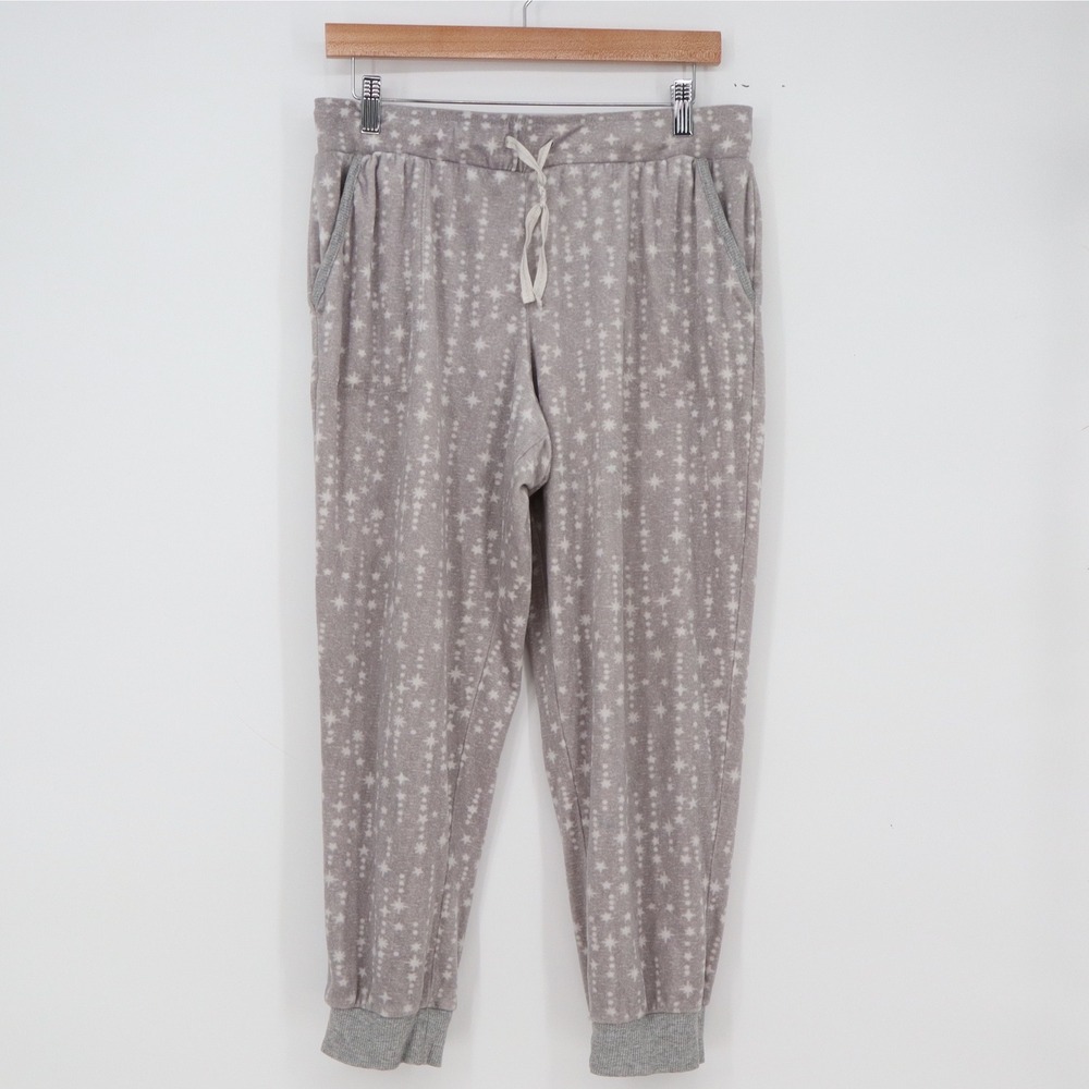 Nautica Pajama Pants Women Medium Gray Star Print Jogger Stretch Excellent